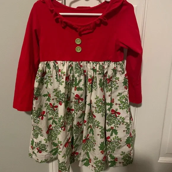 white christmas dresses Bowtism Christmas Candy Cane Twirl Dress with Matching Bow, 2XL-6/7 Years